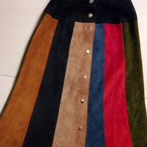Julian Vard Vintage Suede Multicolored Skirt